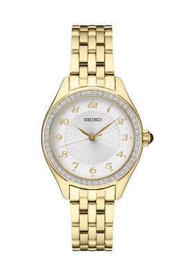 Seiko Women's Crystals Yellow Gold Tone Stainless Steel Quartz Watch -  0029665204639