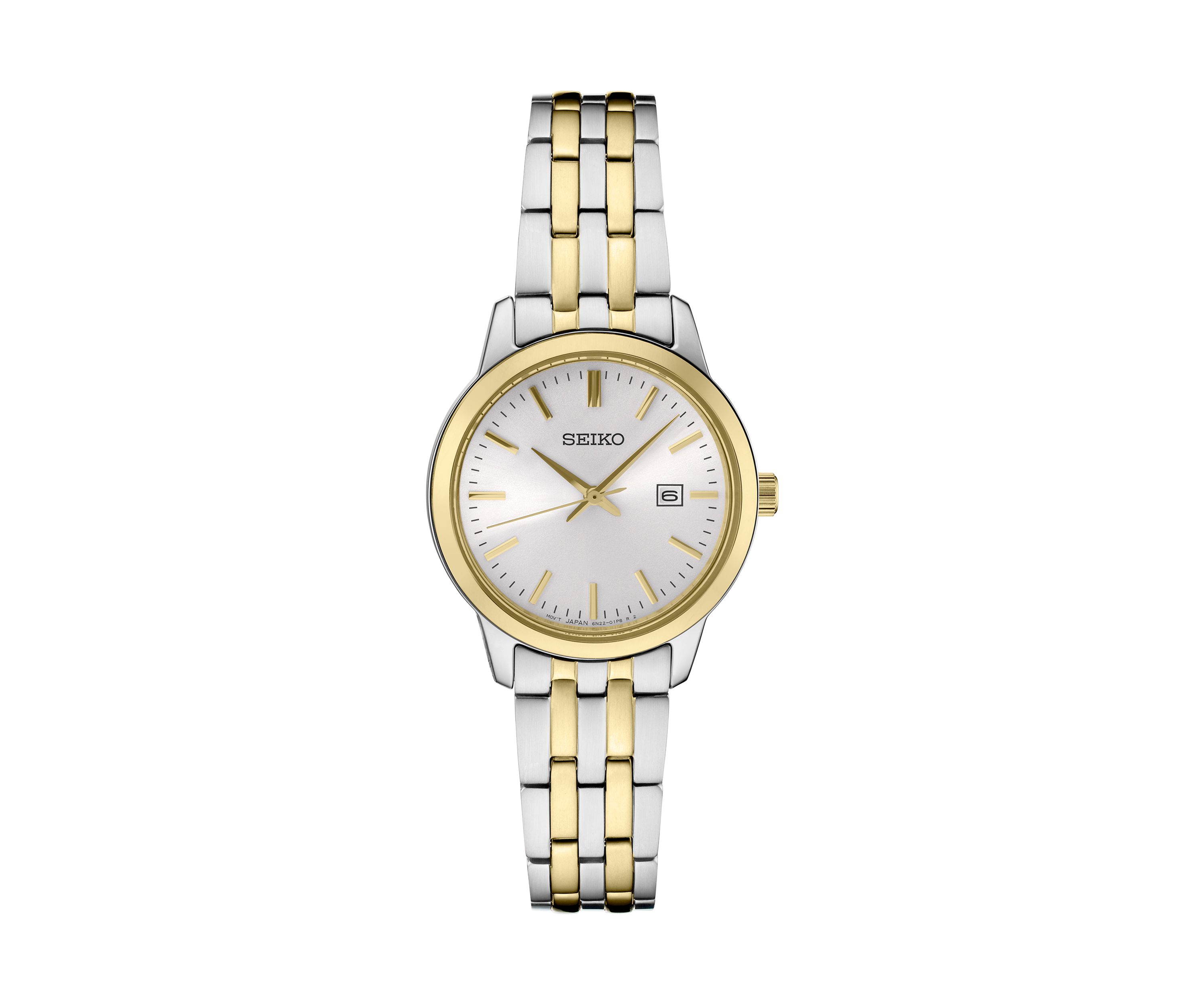 30 Millimeter Quartz Two Tone Date Display Watch 