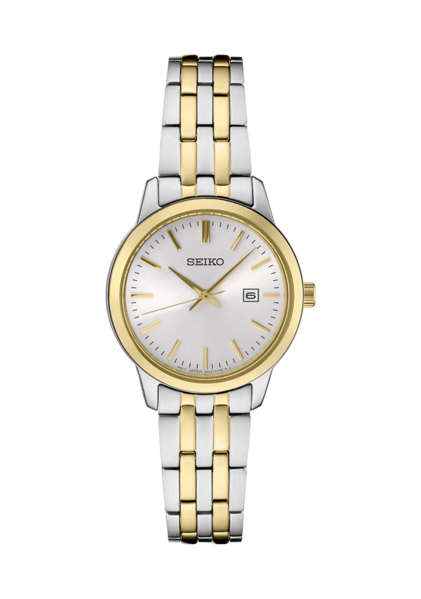 30 Millimeter Quartz Two Tone Date Display Watch 