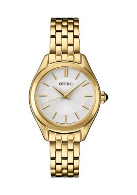 Seiko Women's Essentials Solar Yellow Tone Classic Styling Watch