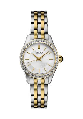 Essential Quartz Crystal Bezel Two Tone Case Watch