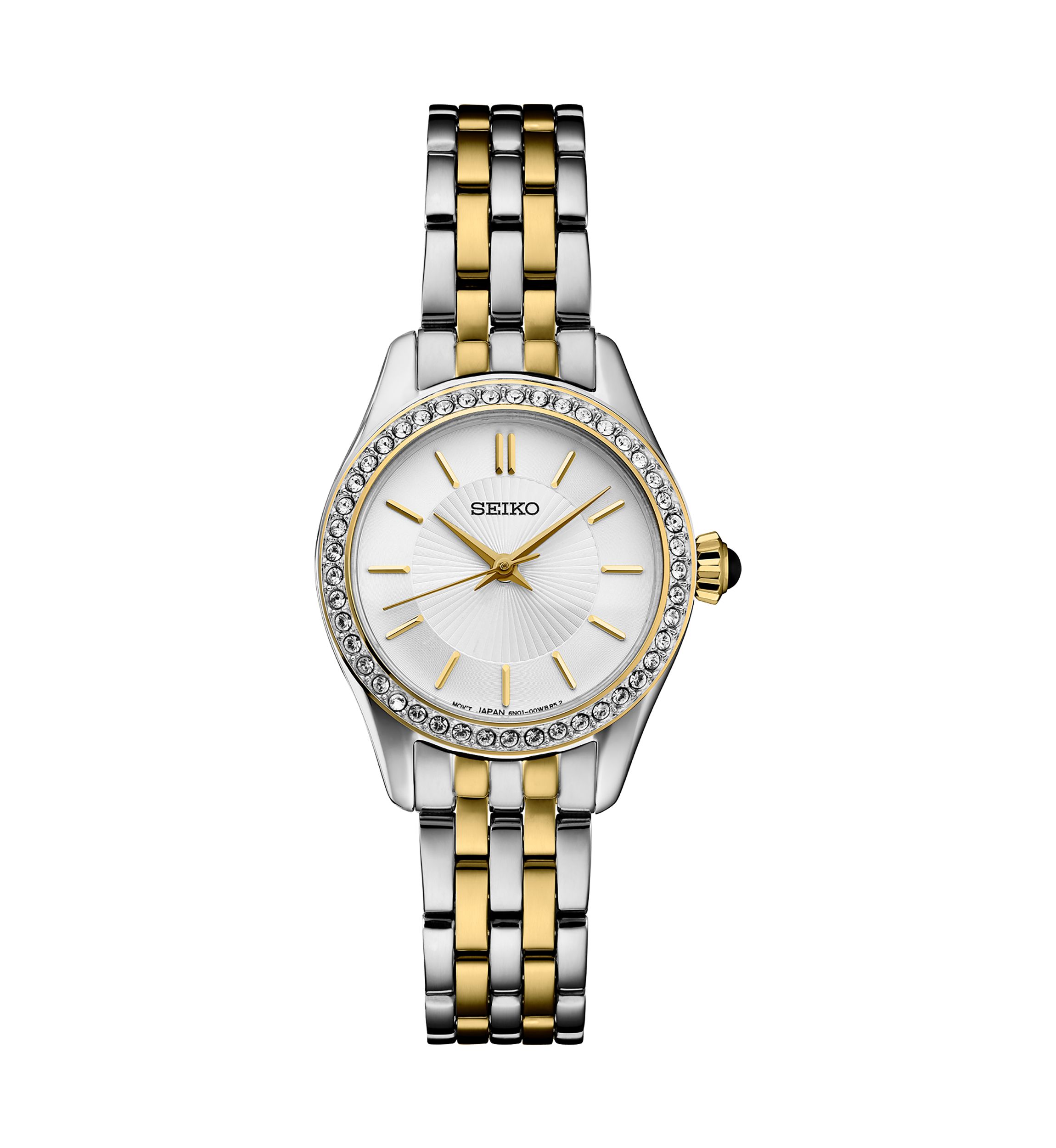 Essential Quartz Crystal Bezel Two Tone Case Watch