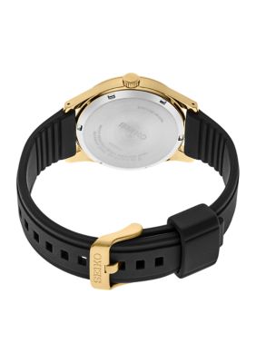 Gold Tone Essential Black Dial Rubber Strap Watch