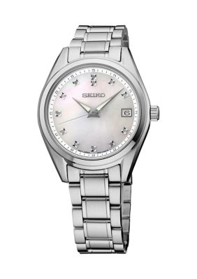 Seiko Women's Stainless Steel Essential Diamond Watch, Silver