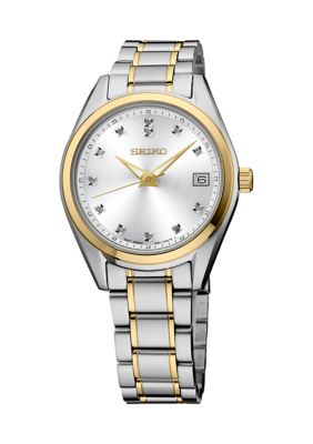 Seiko Women's Essential Two Tone Diamond Watch, Silver