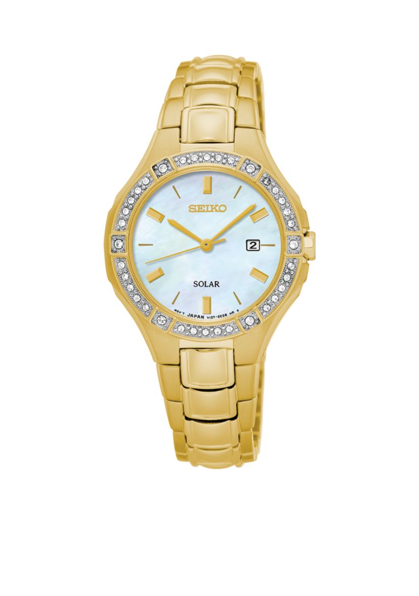 Womens Gold-Tone Solar Watch