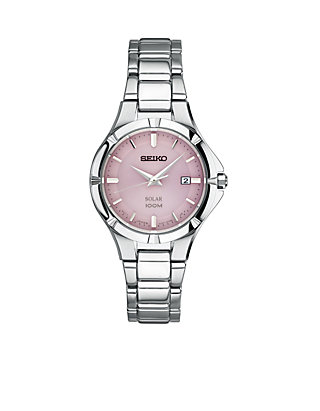 Seiko Ladies' Stainless Steel Seiko Solar Pink Dial Watch | belk