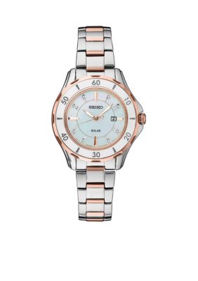 Seiko Women's Rose Gold-Tone Mother of Pearl Solar Watch | belk