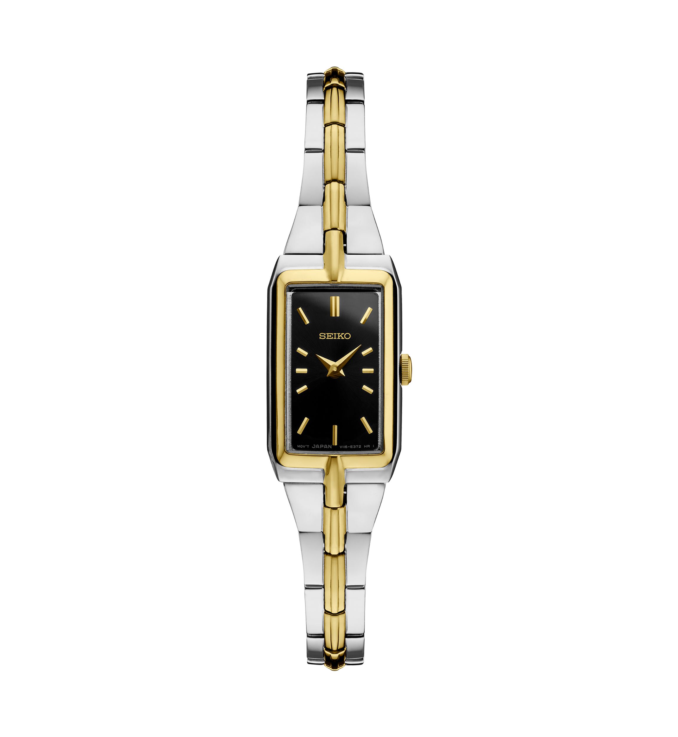 Two Tone Sterling Silver Black Dial Watch