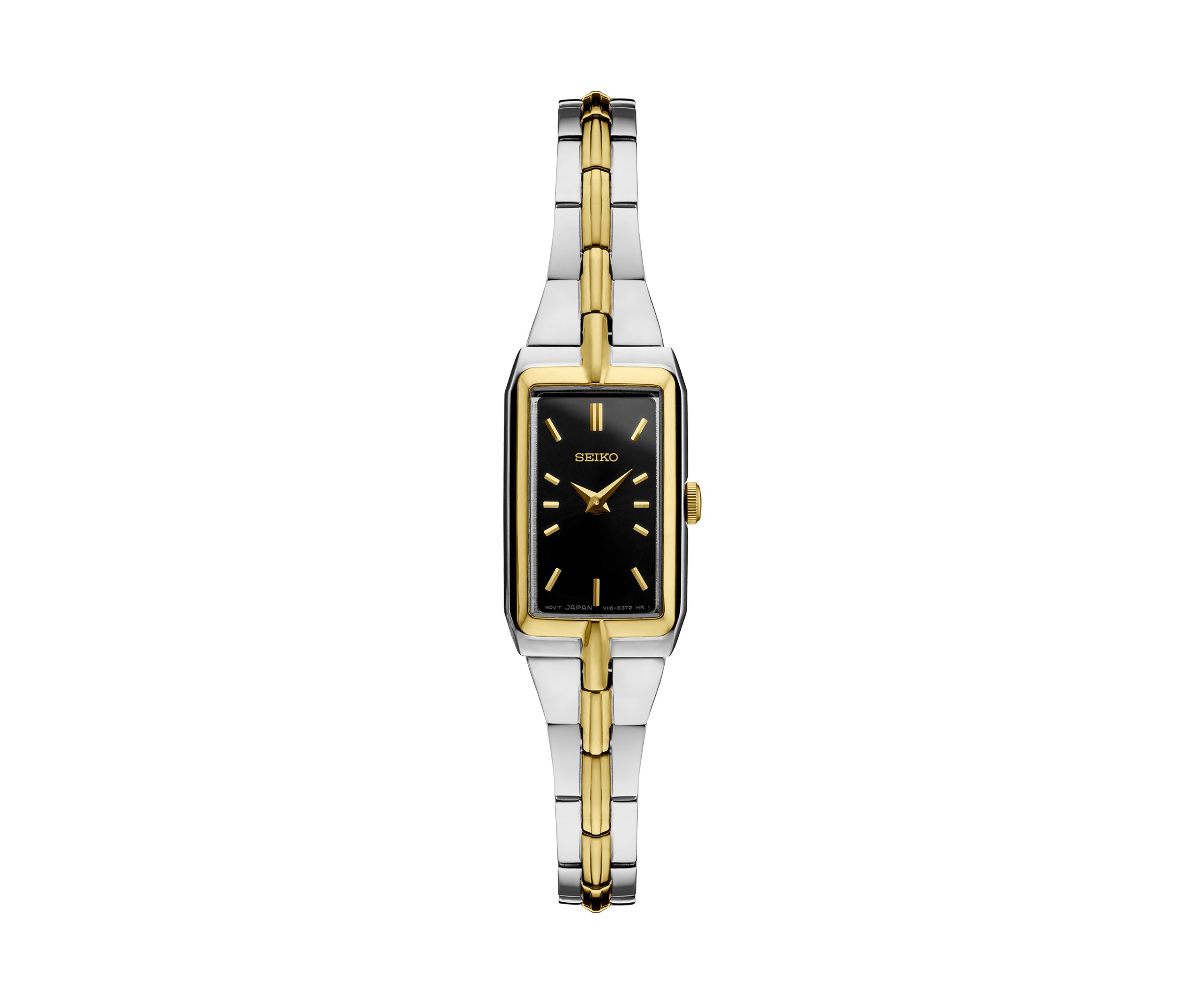 Two Tone Sterling Silver Black Dial Watch
