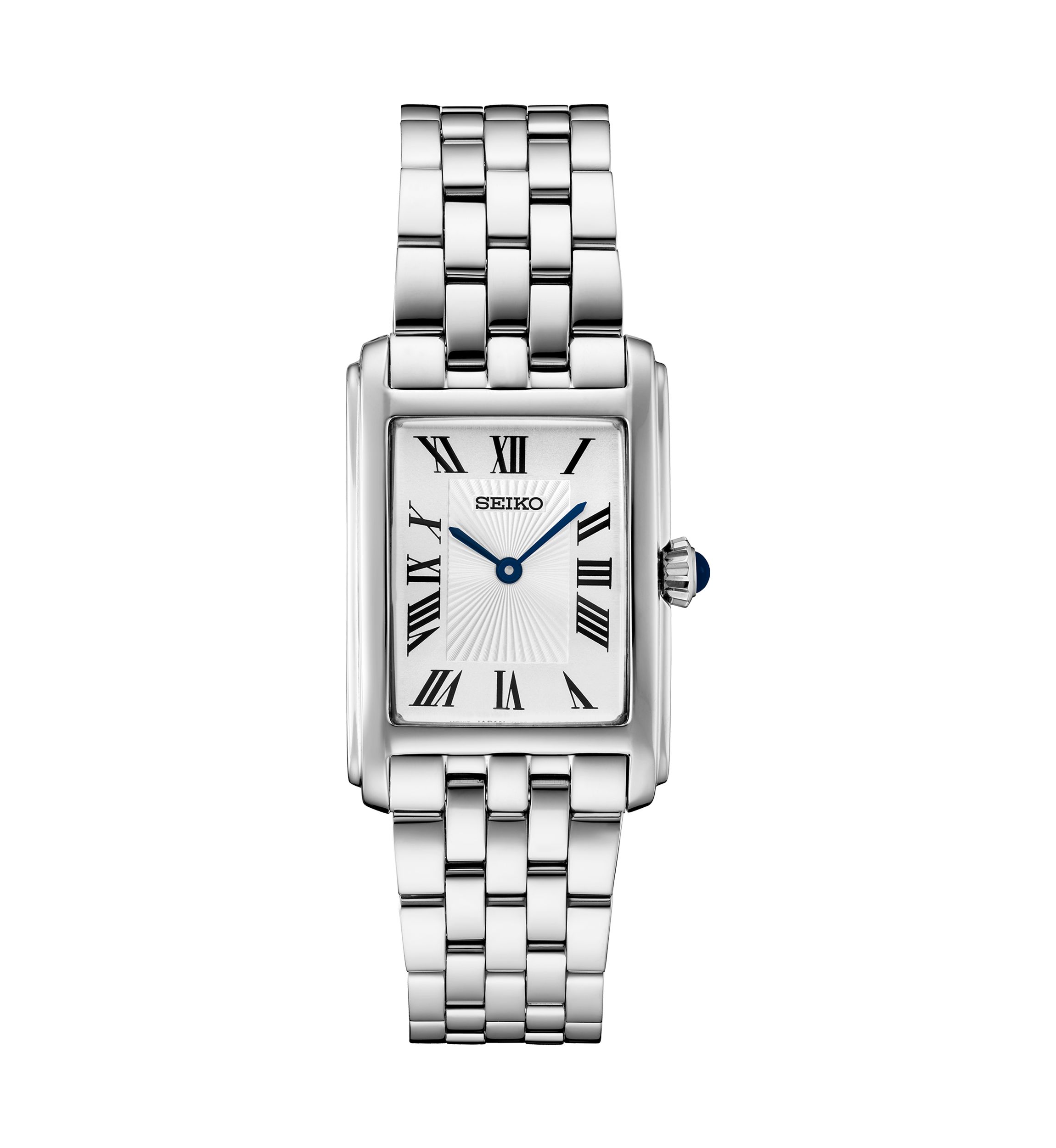 Essentials Quartz Rectangular Case Stainless Steel Bracelet Watch