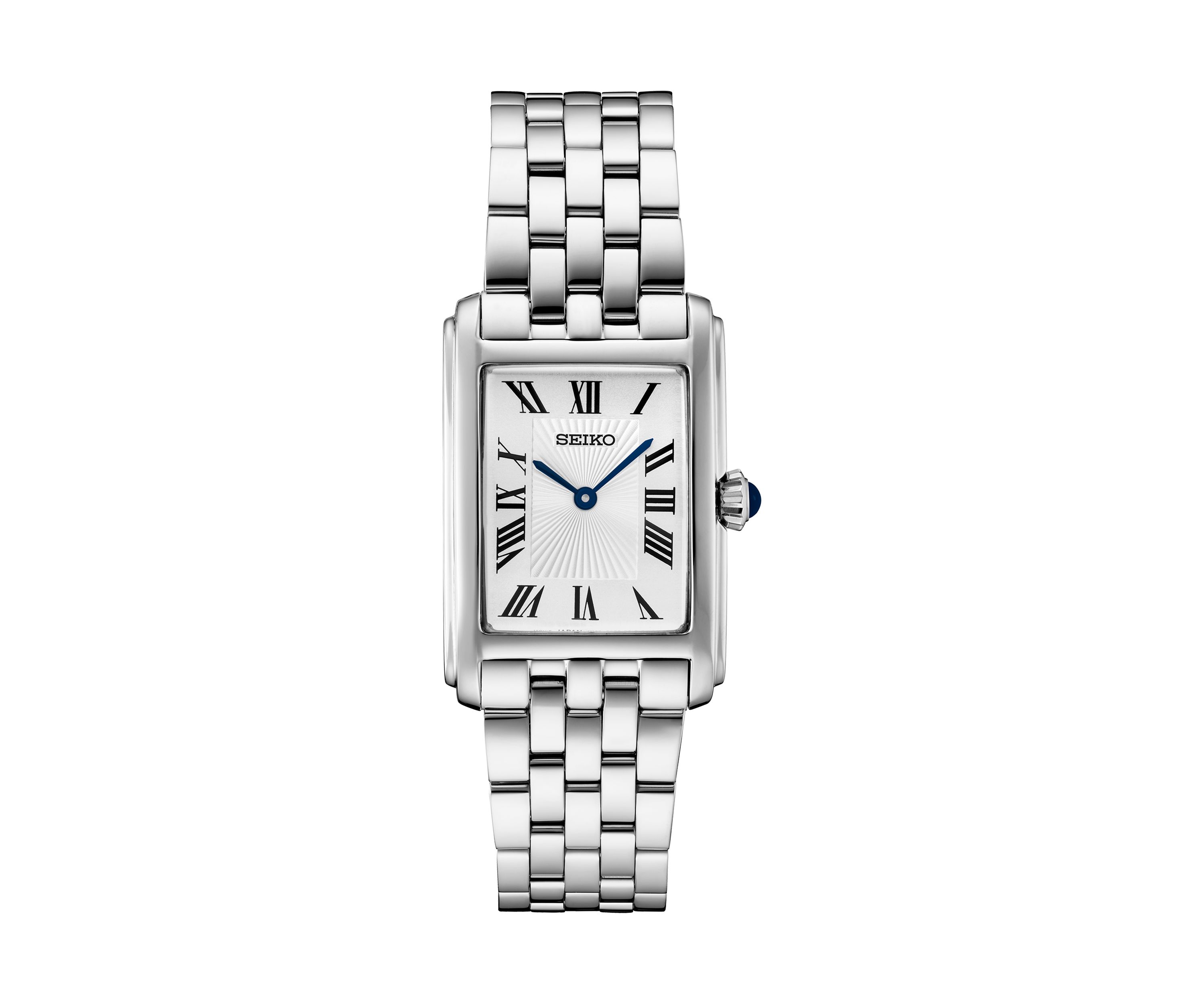 Essentials Quartz Rectangular Case Stainless Steel Bracelet Watch