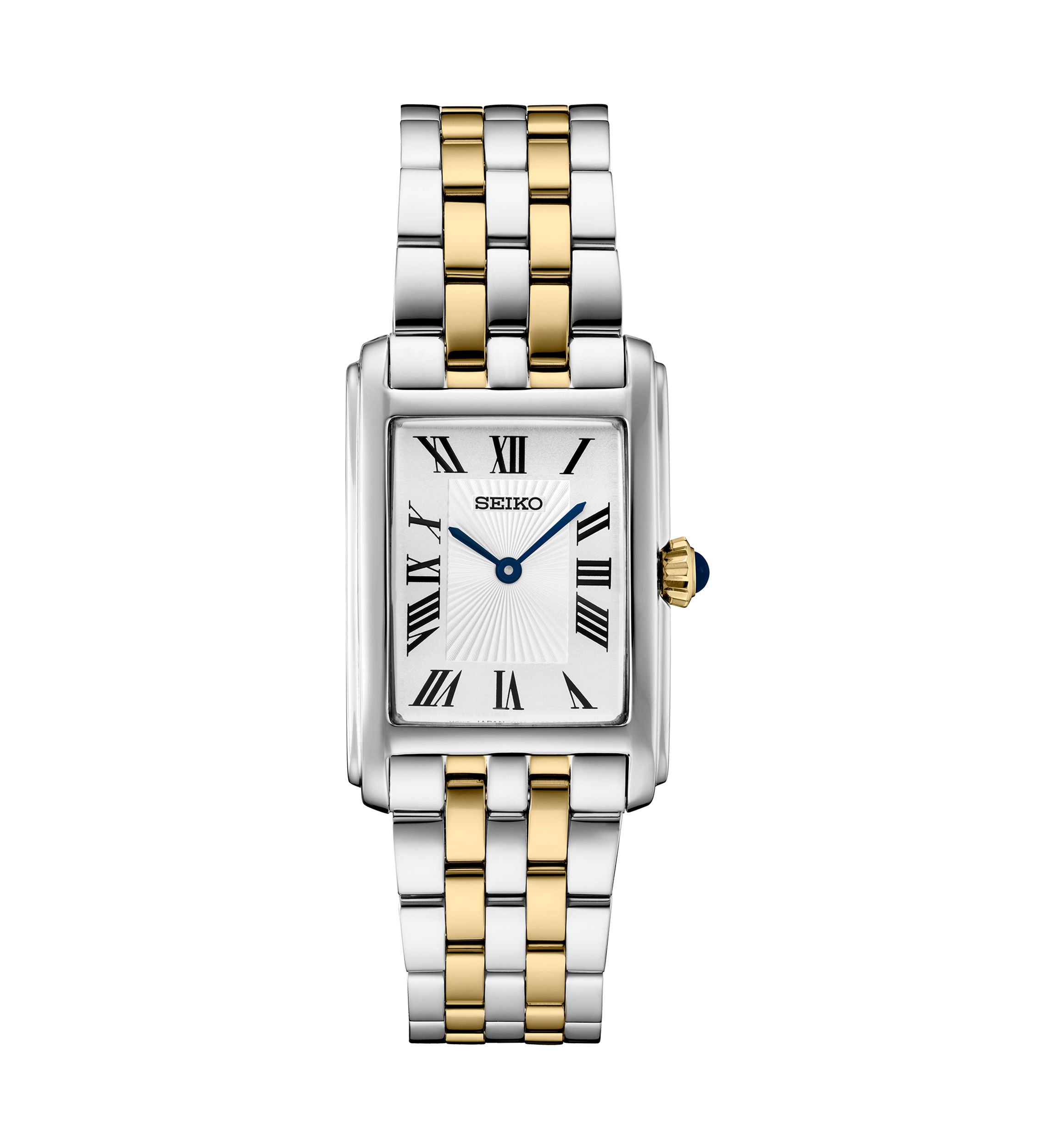Womens Essentials Quartz Rectangular Case Stainless Steel Case and Bracelet Watch 