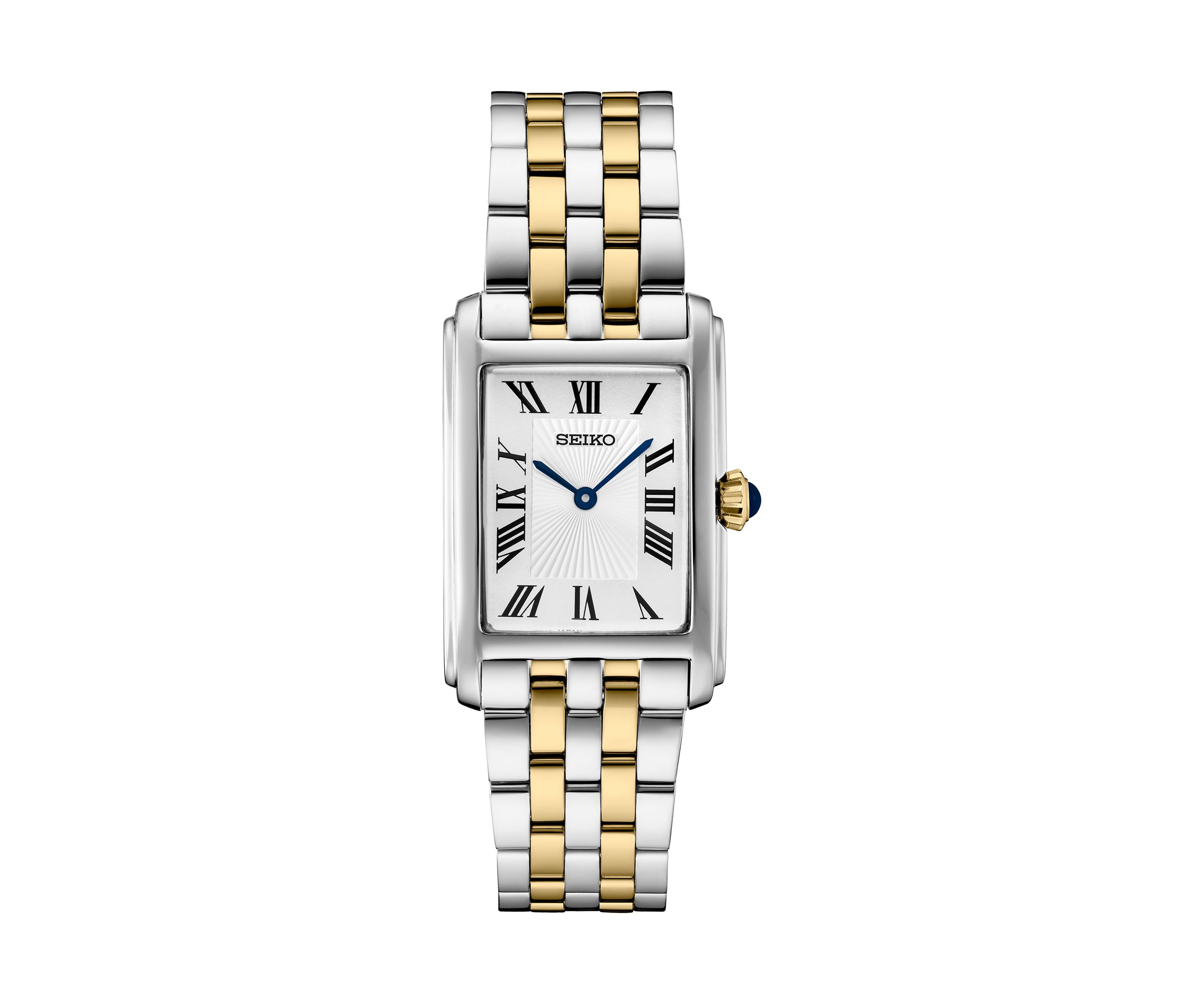 Womens Essentials Quartz Rectangular Case Stainless Steel Case and Bracelet Watch 