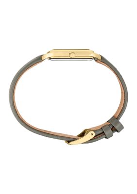 Gold Tone Essentials Quartz Rectangular Leather Strap Watch