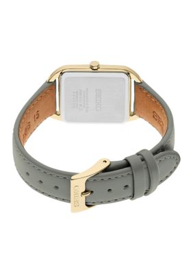 Gold Tone Essentials Quartz Rectangular Leather Strap Watch