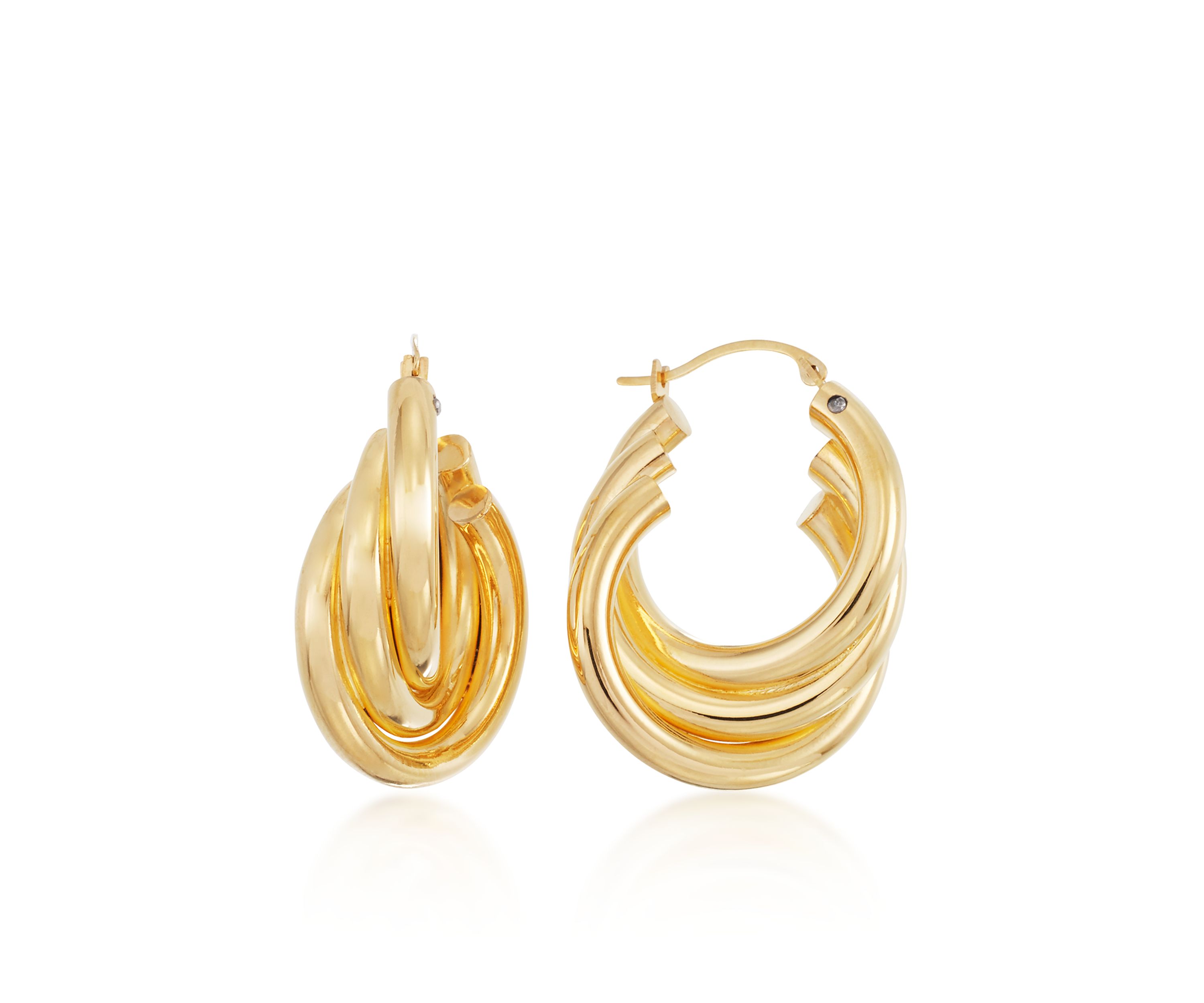 14k Yellow Gold Triple Hoop Earrings