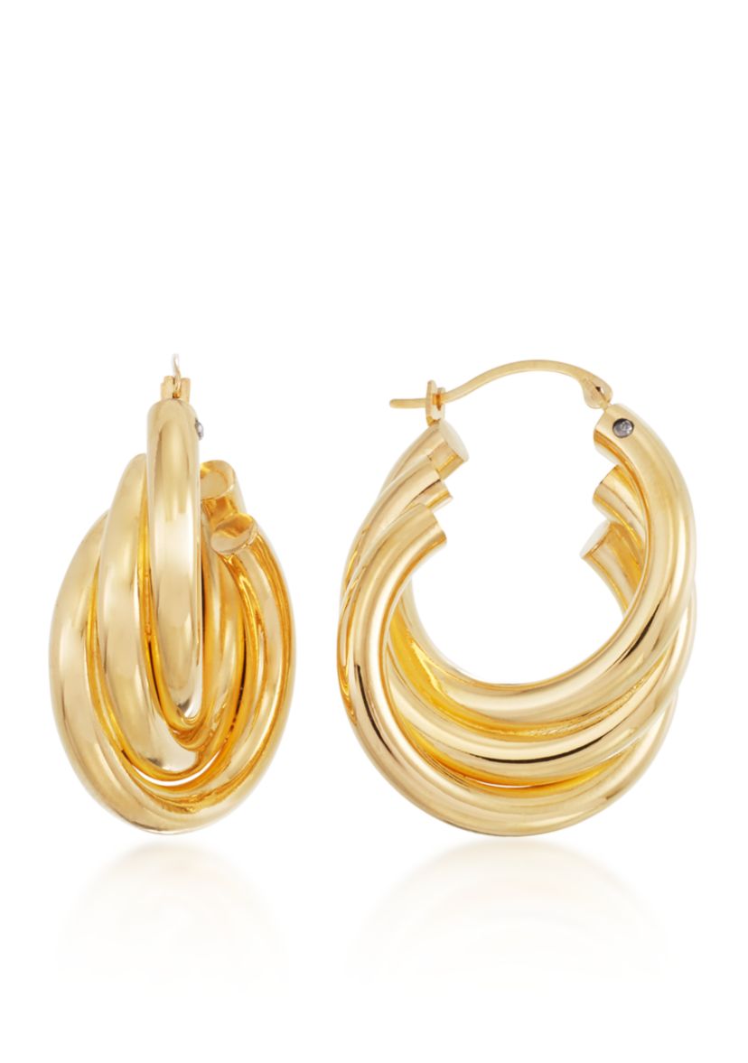 14k Yellow Gold Triple Hoop Earrings