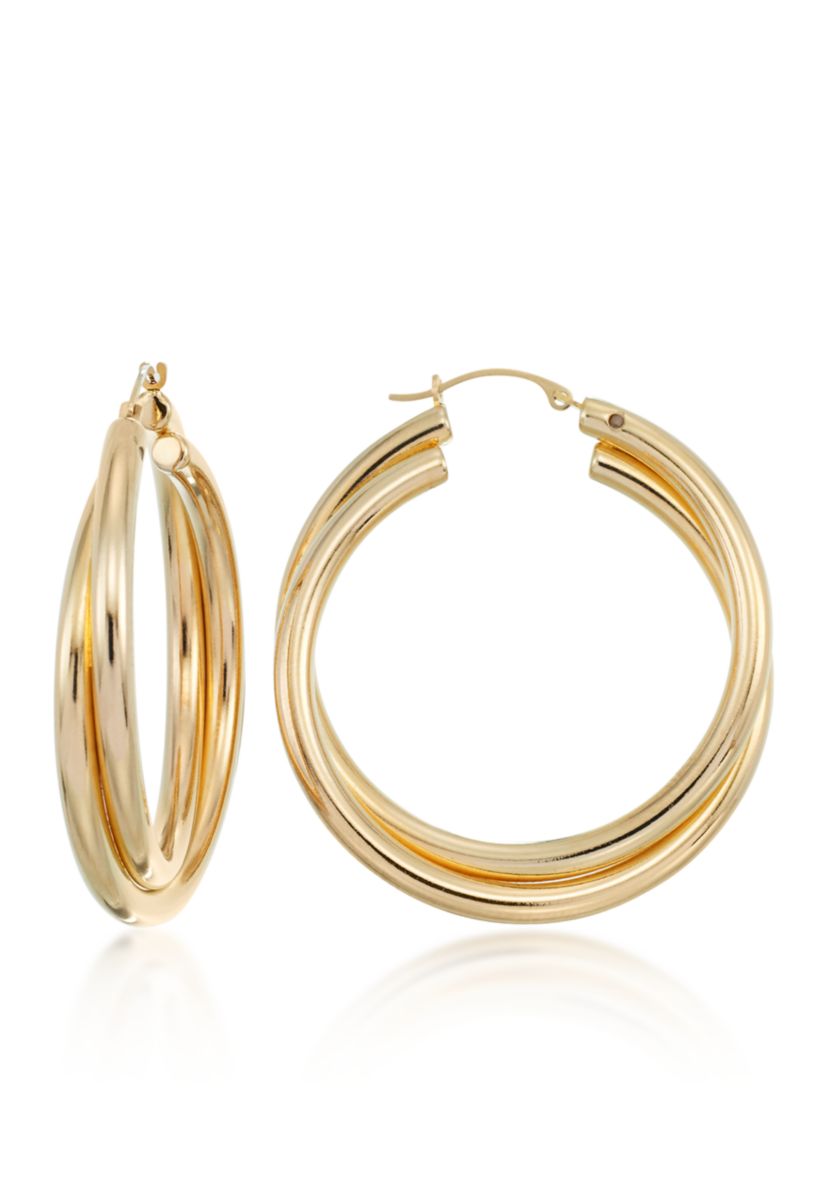 14k Yellow Gold Double Hoop Earrings