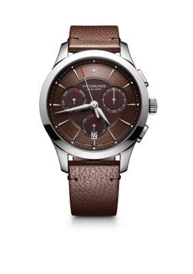 Victorinox Swiss Army, Inc Men's Alliance Chronograph Brown Dial With Brown Leather Strap