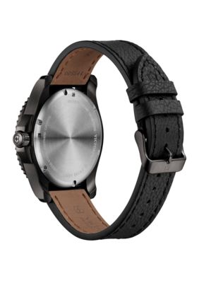 Men's Maverick Black Leather Watch