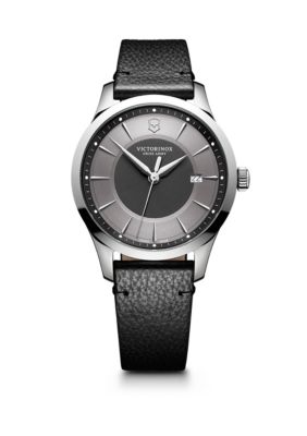 Victorinox Swiss Army, Inc Men's Alliance Stainless Steel Scratch-Resistant Leather-Strap Watch