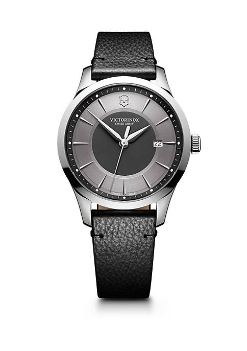 Alliance Stainless Steel Scratch-Resistant Leather-Strap Watch