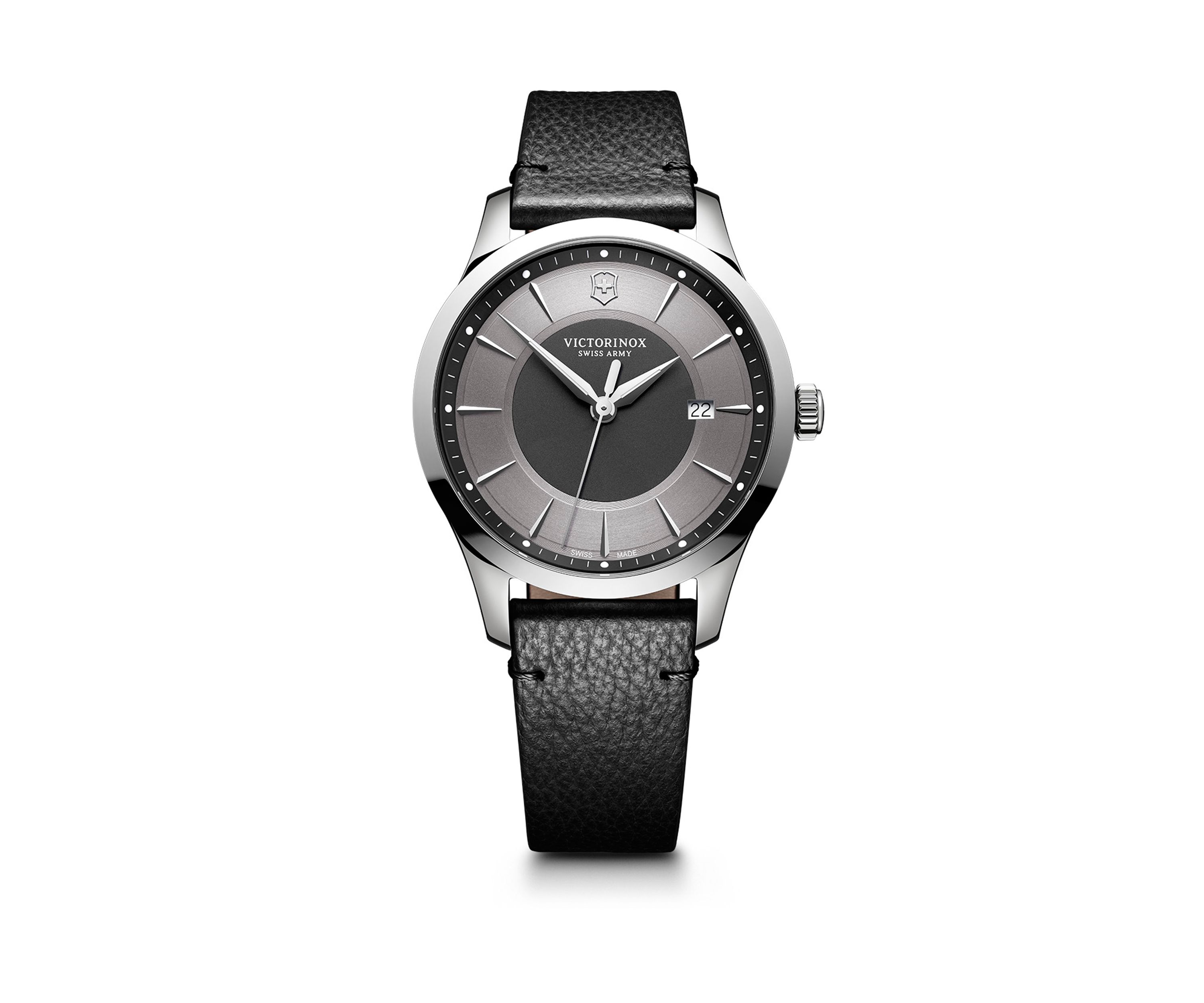 Alliance Stainless Steel Scratch-Resistant Leather-Strap Watch