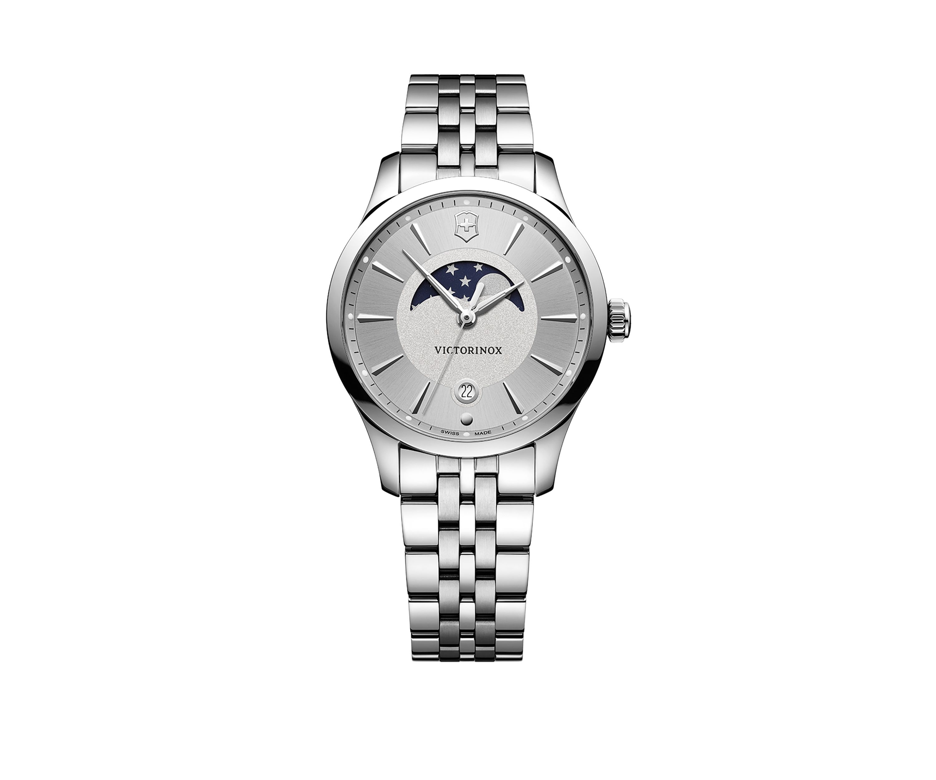 Moon Dial Stainless Steel Watch