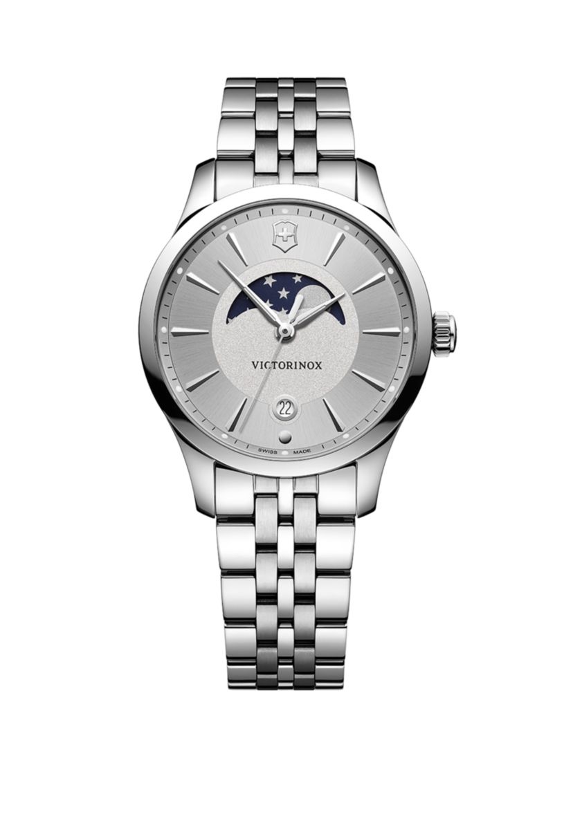 Moon Dial Stainless Steel Watch