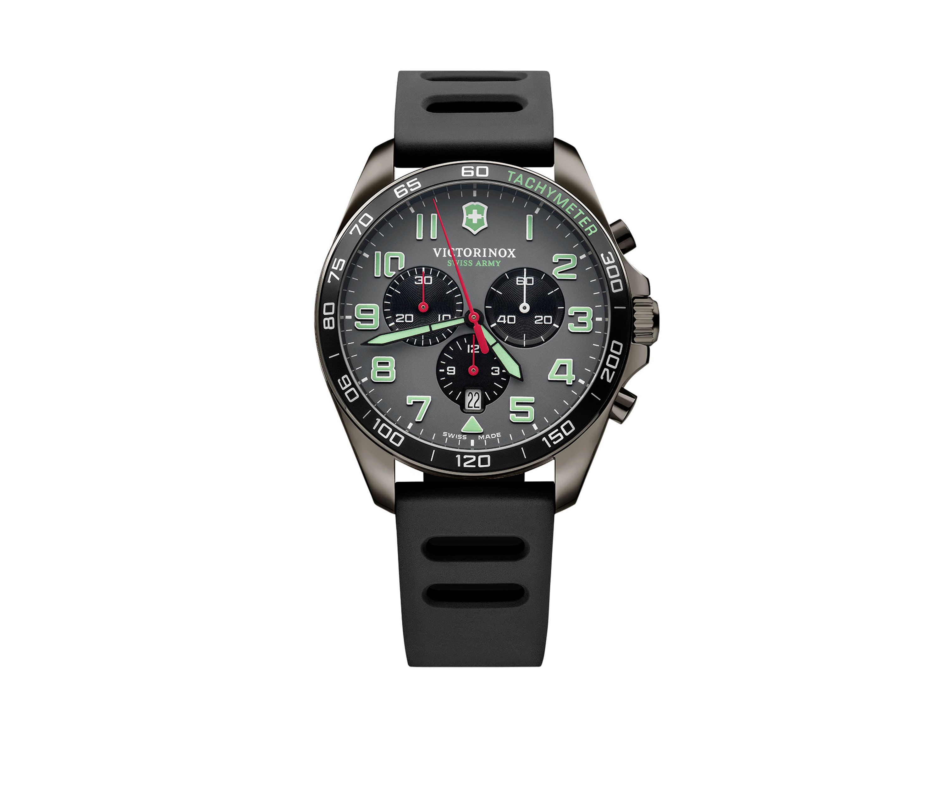 Mens Gunmetal Force Field Rubber Strap Watch