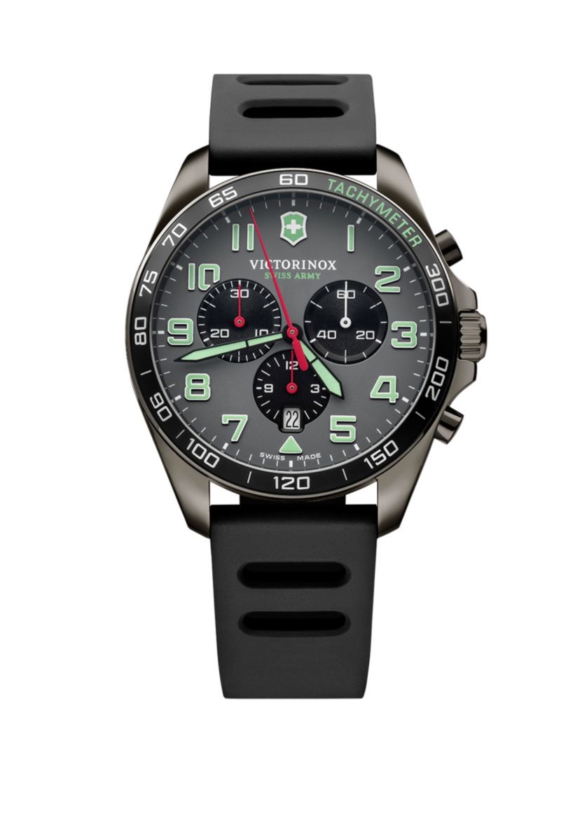 Mens Gunmetal Force Field Rubber Strap Watch