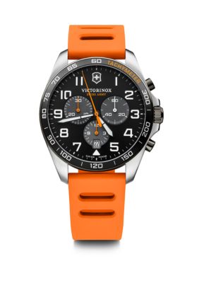 Men's Stainless Steel Chronograph Watch with Rubber Strap
