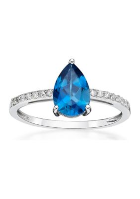 Belk & Co 1.5 Ct. T.w. London Blue Topaz And 1/10 Ct. T.w. Diamond Ring In 10K White Gold