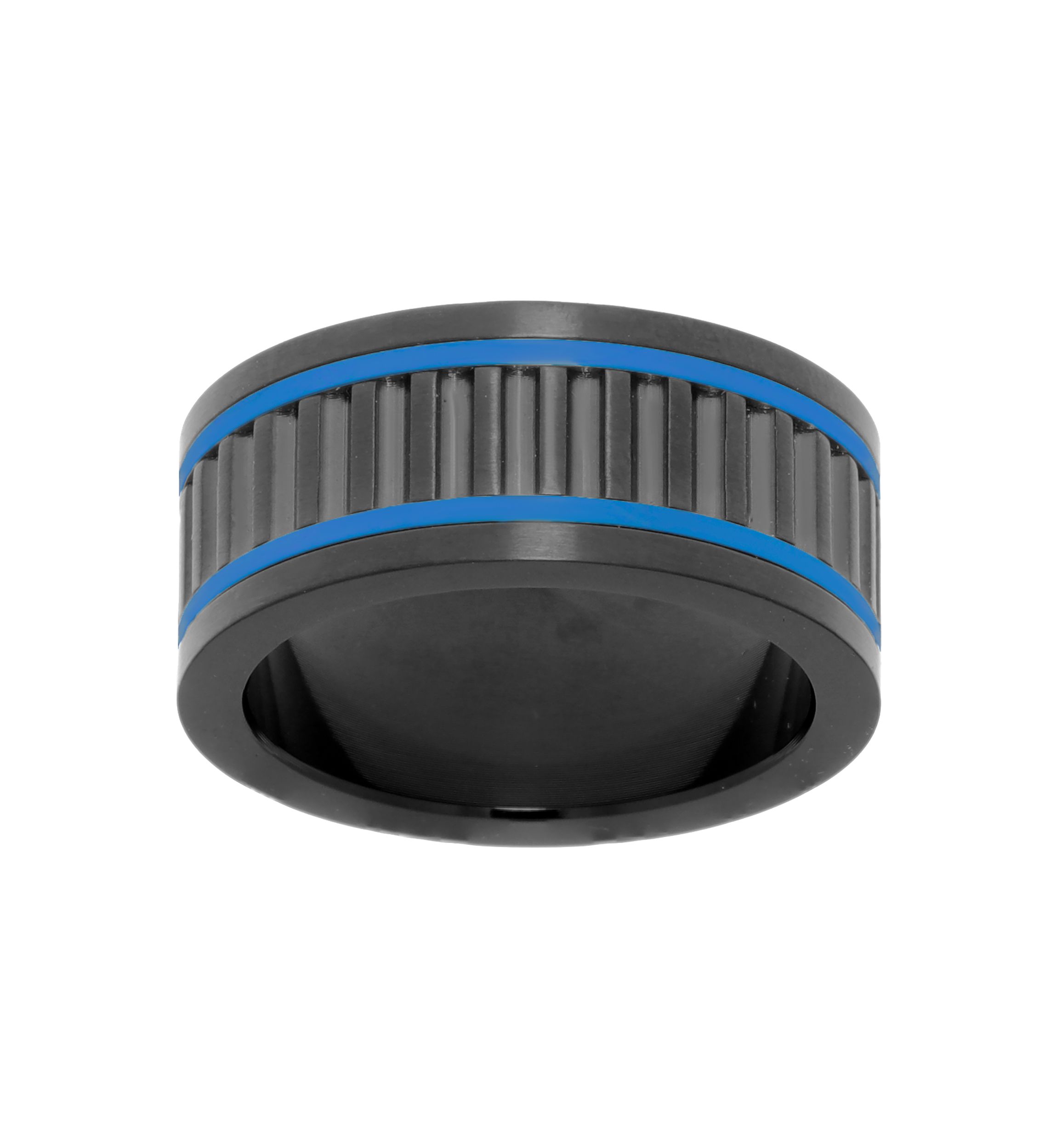 Stainless Steel Ring with Black and Blue Ion Plating