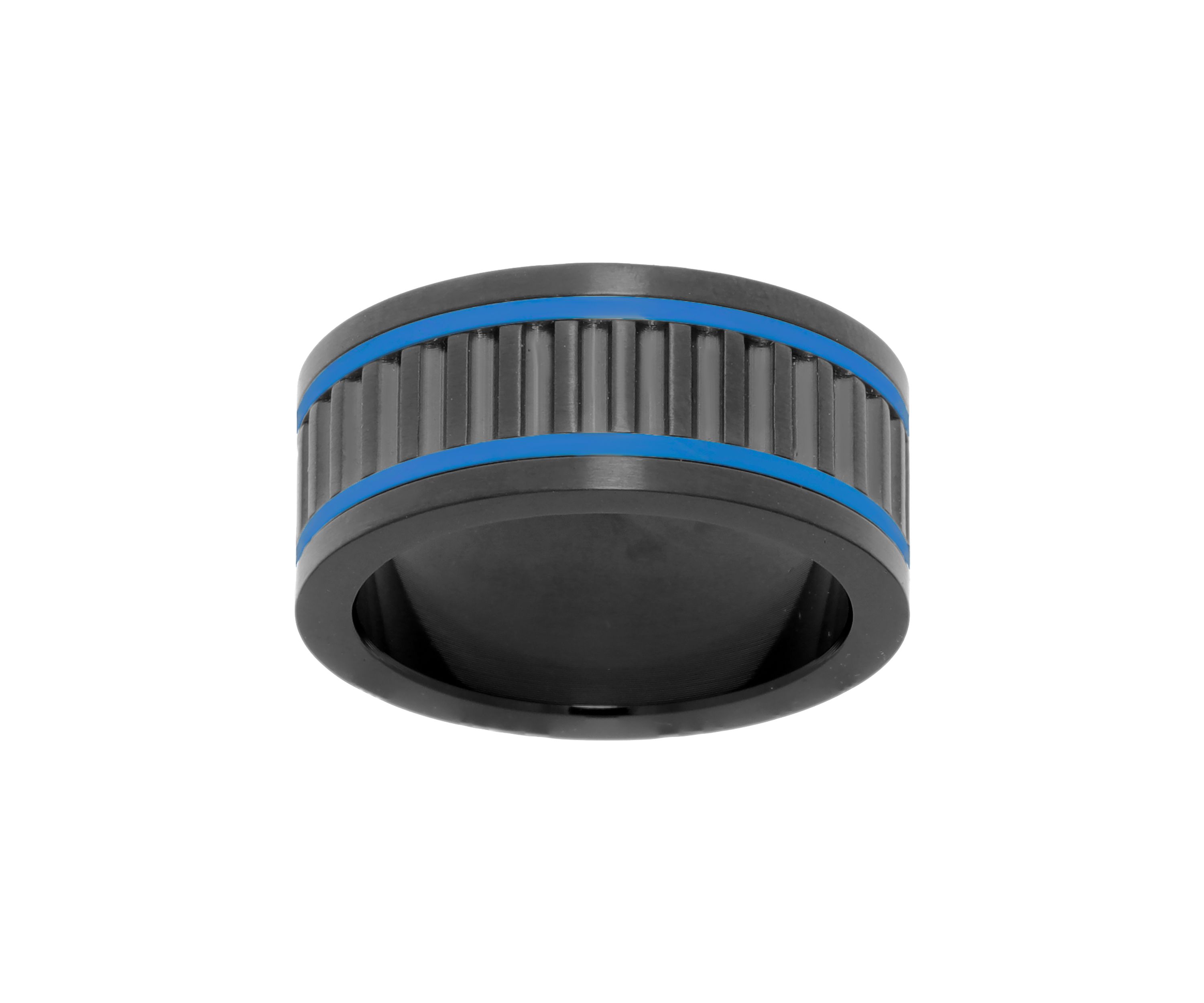 Stainless Steel Ring with Black and Blue Ion Plating