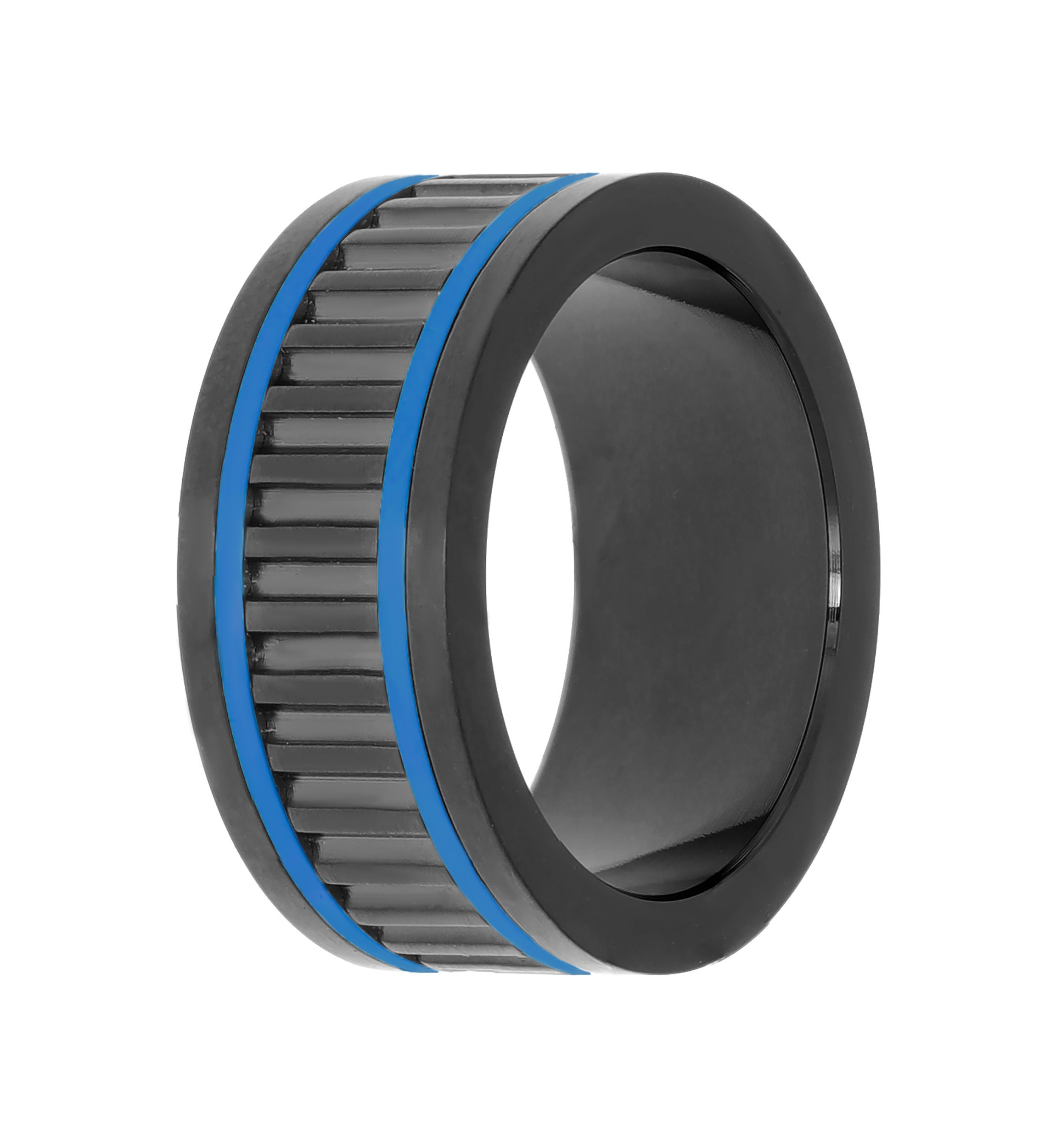 Stainless Steel Ring with Black and Blue Ion Plating