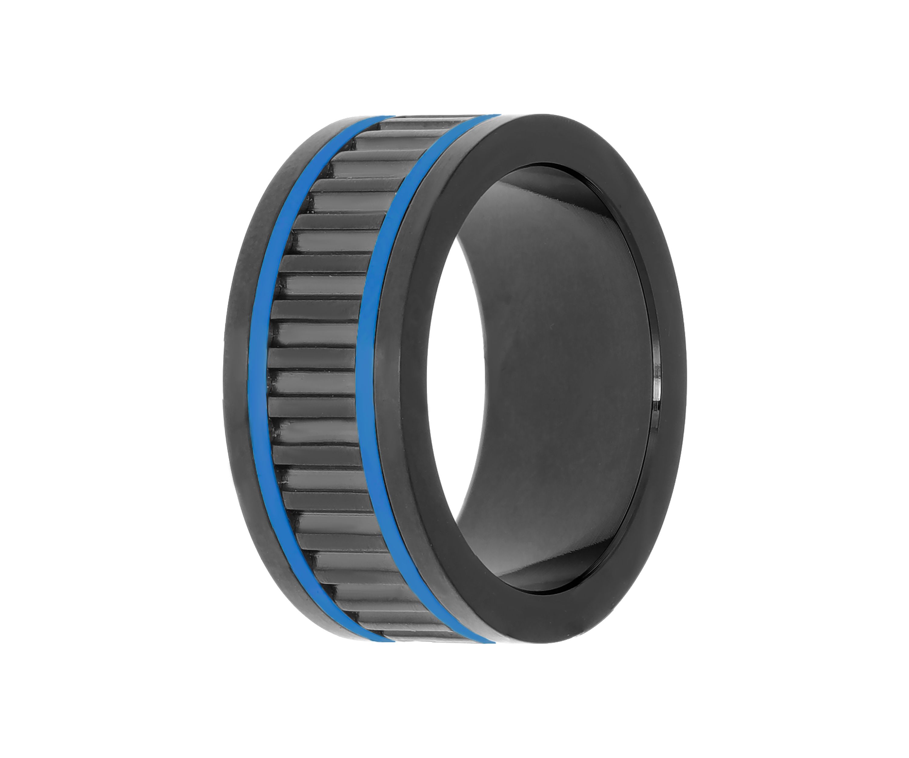 Stainless Steel Ring with Black and Blue Ion Plating