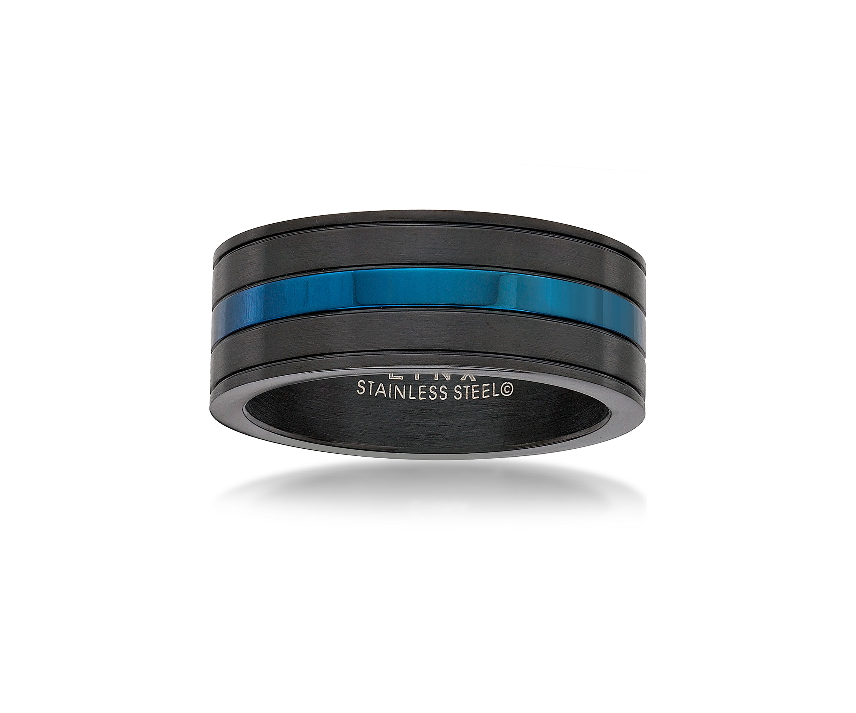 Stainless Steel Ring with Black and Blue Ion Plating