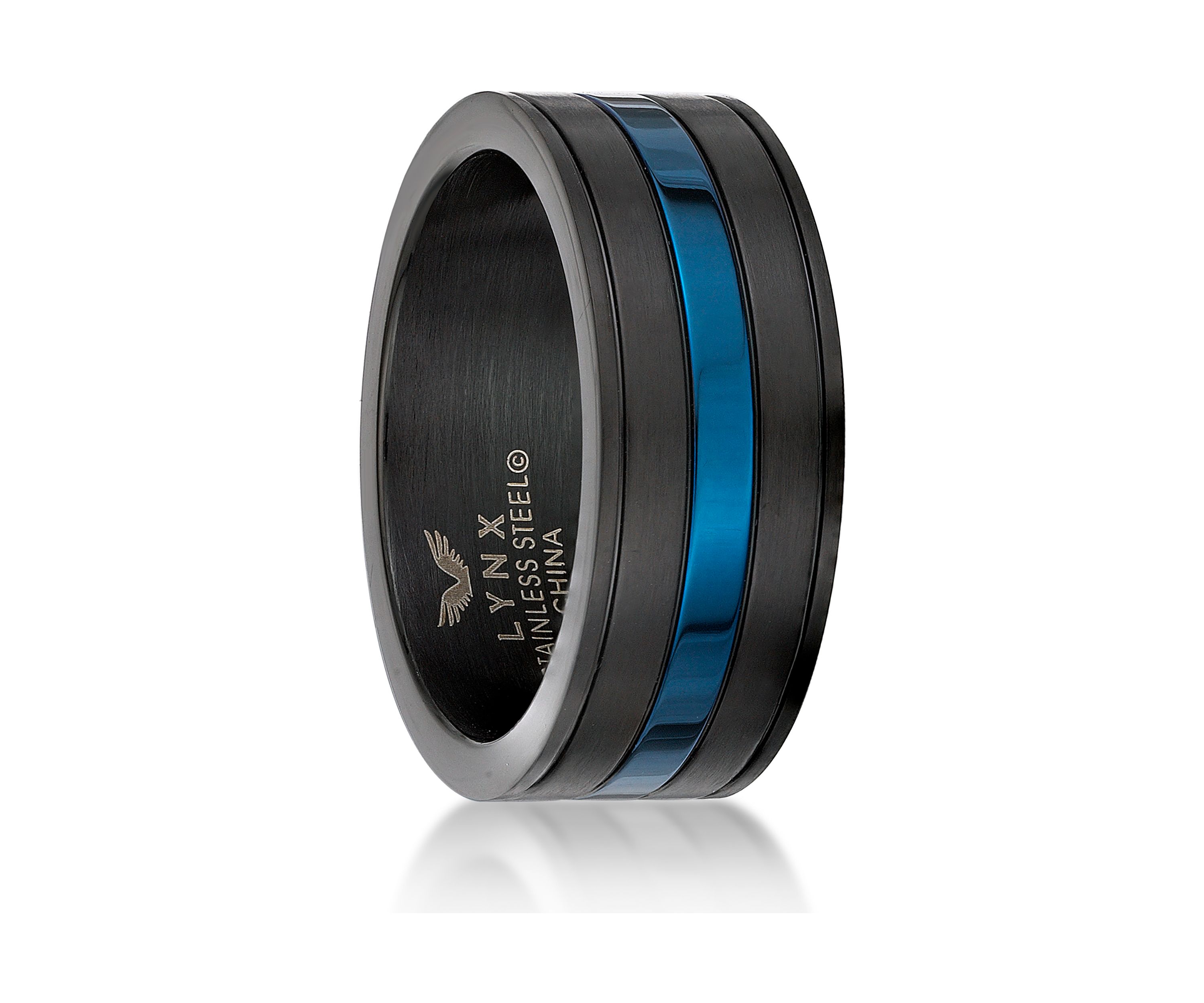 Stainless Steel Ring with Black and Blue Ion Plating