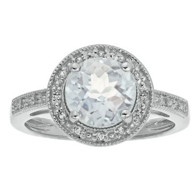 Gemminded Lab Created Gemstone Ring with Created White Sapphire and Diamond Accent, 5