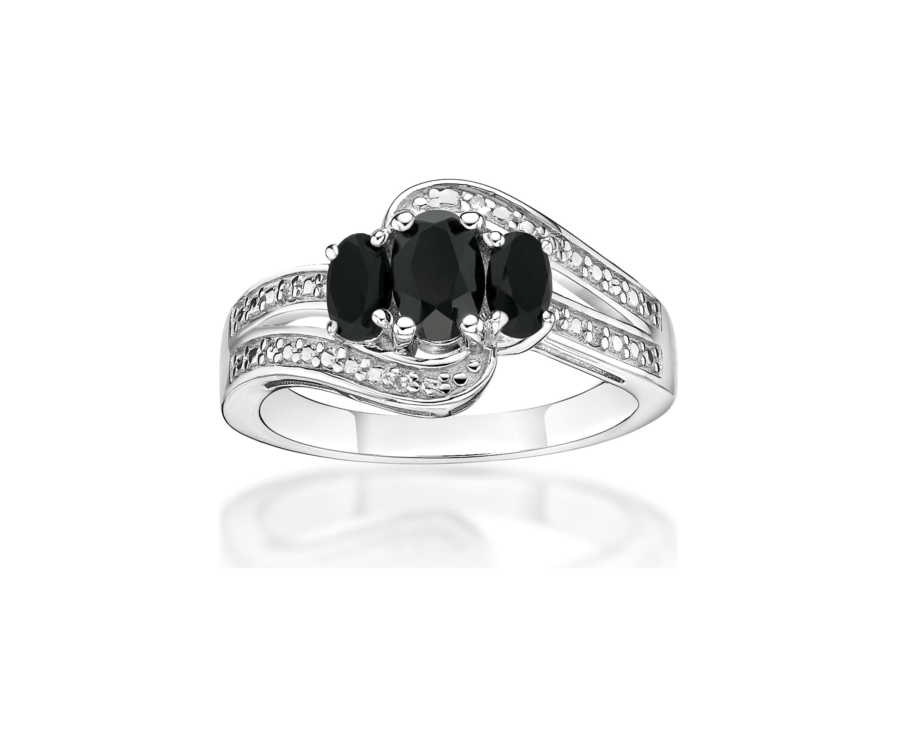 3/8 ct. t.w. Black Onyx and 5/8 ct. t.w. White Topaz Ring in Sterling Silver