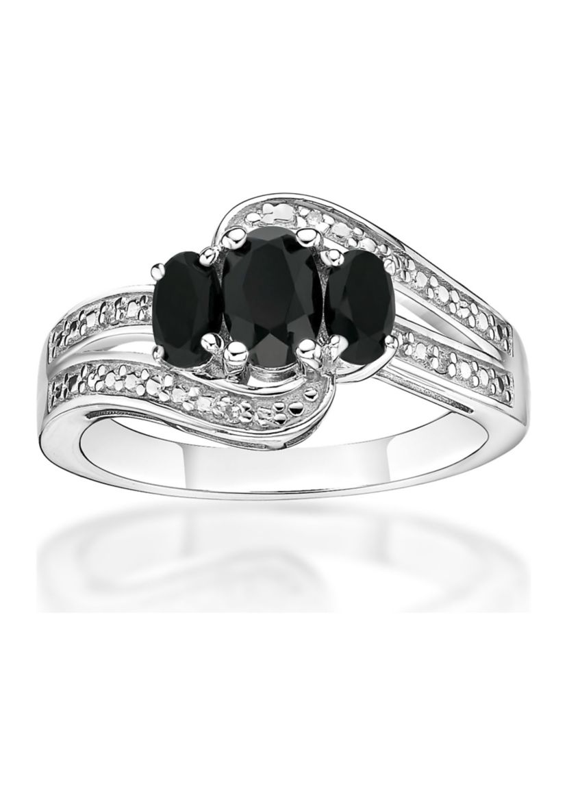 3/8 ct. t.w. Black Onyx and 5/8 ct. t.w. White Topaz Ring in Sterling Silver
