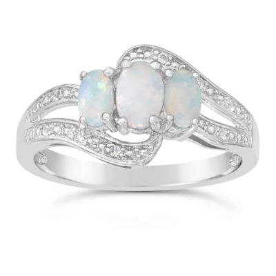 Gemminded Lab Created Women's Gemstone Ring with Accent Stones in Sterling Silver, 6