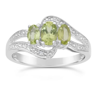 Gemminded Lab Created Women's Gemstone Ring with Accent Stones in Sterling Silver, 9