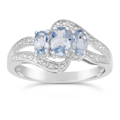 Gemminded Lab Created Women's Gemstone Ring with Accent Stones in Sterling Silver, 8
