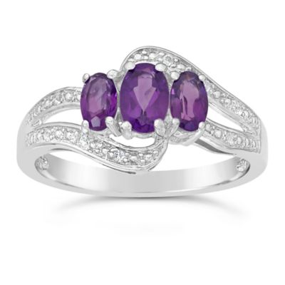 Gemminded Lab Created Women's Gemstone Ring with Accent Stones in Sterling Silver, 7