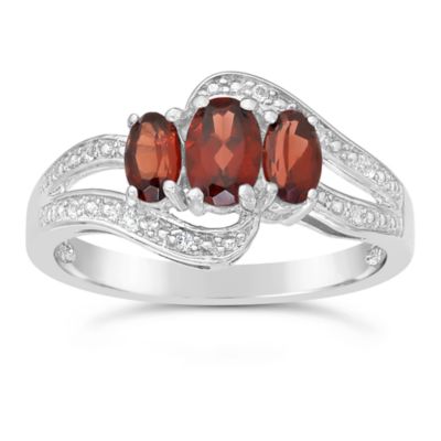 Gemminded Lab Created Women's Gemstone Ring with Accent Stones in Sterling Silver, 7