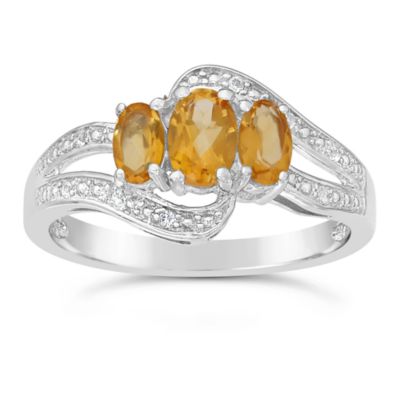 Gemminded Lab Created Women's Gemstone Ring with Accent Stones in Sterling Silver, 6