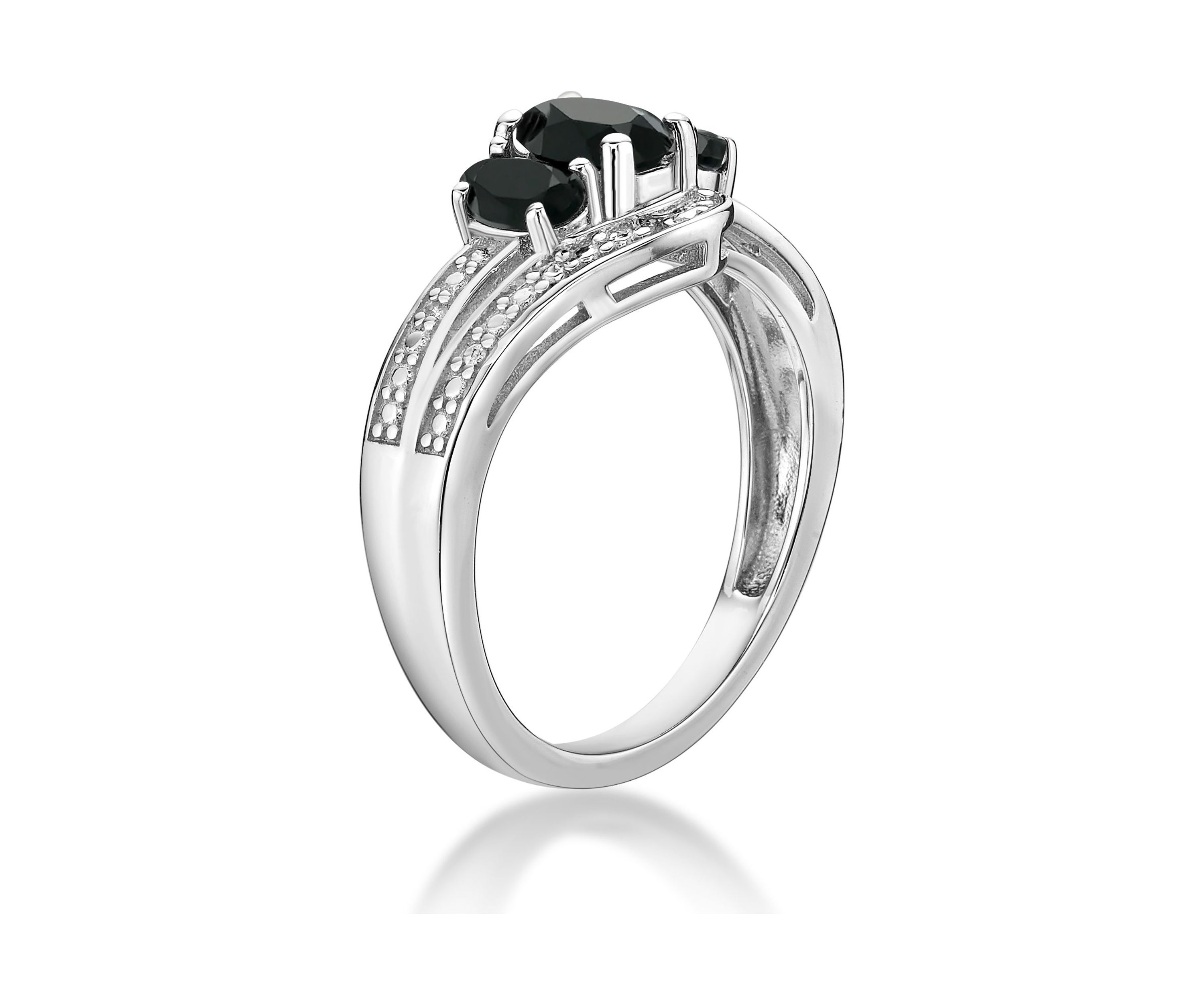 3/8 ct. t.w. Black Onyx and 5/8 ct. t.w. White Topaz Ring in Sterling Silver